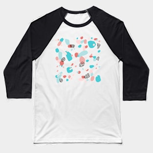 Modern Terrazzo Pattern | Turquoise Baseball T-Shirt